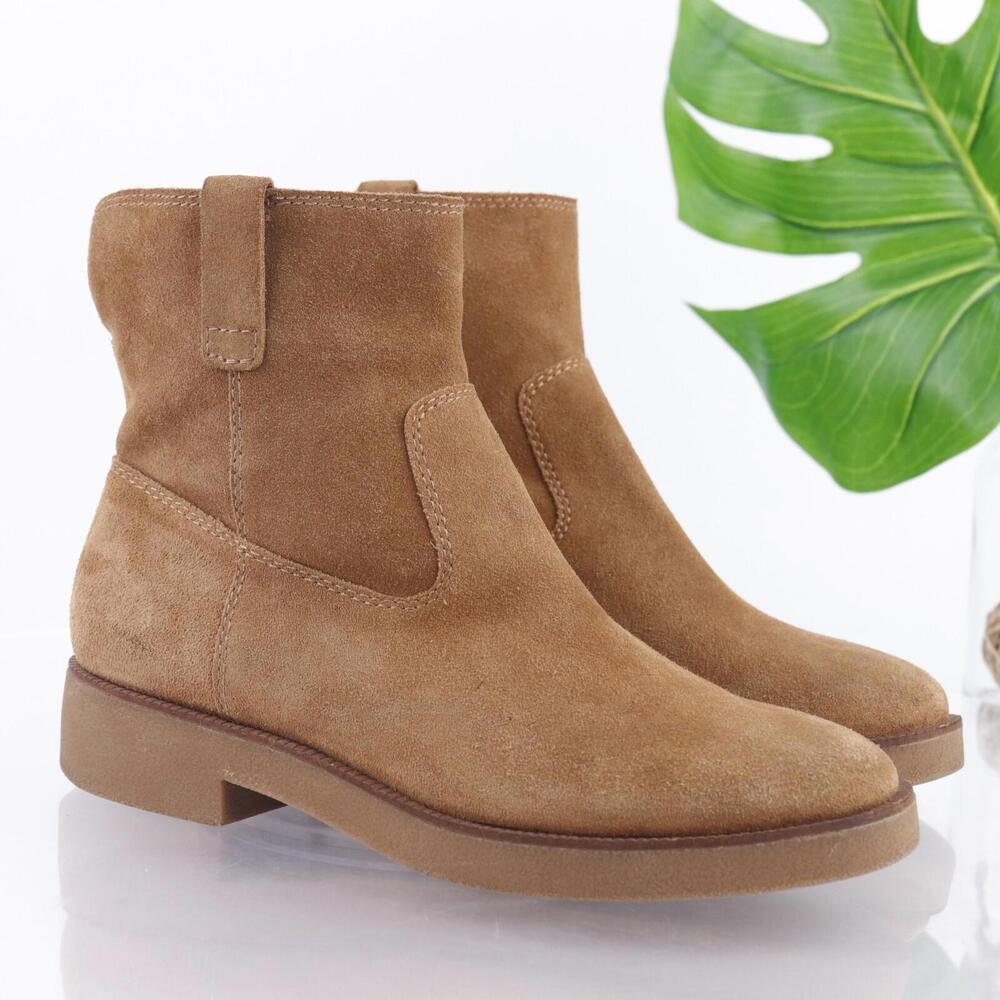 Lucky Brand Womens Rhetty Boots Size 9 Camel Tan Suede‎ Pull On Booties Comfort